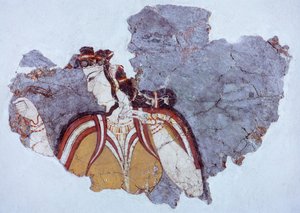 宫廷女神，迈锡尼宫殿壁画（希腊），迈锡尼文明