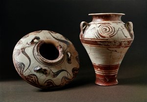 迈锡尼艺术：陶瓷花瓶。 公元前 1400 年。 Athenes, Musee de l