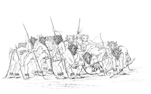 美国印第安人猎人戴着水牛面具跳舞，1841年。