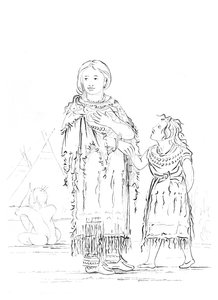 美国原住民妇女和儿童，1841年。