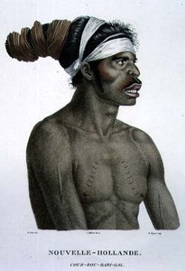 Cour-Rou-Bari-Gal，新荷兰人，板块18来自《澳大利亚土地的发现之旅》，由B.Roger雕刻，出版。1800-04（雕刻）。 作者 N.（之后）小