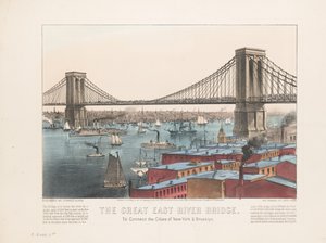 伟大的东河大桥：连接纽约和布鲁克林市，约建于1872年