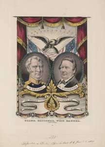 大国家辉格党旗帜，约1848年（彩色石版画）。 作者 库里尔和艾夫斯