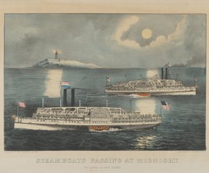 Steamboats Passing at Midnight On Long Island Sound 作者 库里尔和艾夫斯