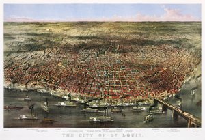 圣路易斯市，约1874年（彩色石版画）。 作者 库里尔和艾夫斯