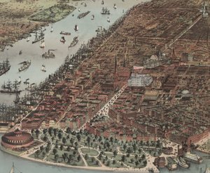 纽约市（详细），1883年 作者 N. and Ives，JM库里尔