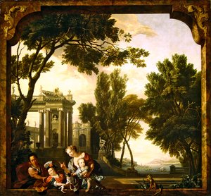 五种感官--触摸（布面油画） 作者 N. 和 Moucheron I. de Verkolje