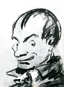 查尔斯-波德莱尔（1821-67）的漫画（纸上铅笔）（黑白照片）。 作者 纳达尔