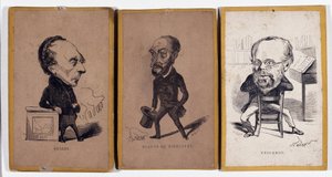 3 Portraits-charge（肖像费）：Francois Pierre Guillaume Guizot（1787-1874），法国历史学家和政治家，Charles Jean-Baptiste（Jean Baptiste）Jacquot dit Eugene de Mirecourt（1812-1880），法国记者和作家，以及Pierre ——约瑟夫·蒲鲁东 作者 纳达尔