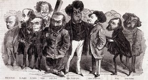 Portraits of writers Paul de Kock (1793-1871), Emile Augier (1820-1889), Eugene Scribe (1791-1861), Felix Nadar, Alphonse Karr (1808-1890), Alexandre Dumas pere (1802-1870) and Alexandre Dumas Jr. (1824-1895), Joseph Mery (1798-1866) and Leon Gozan (1803-1 作者 纳达尔