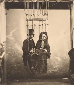 [纳达尔和他的妻子欧内斯特娜在一个气球上]，约1865年，1890年代印刷。 作者 纳达尔