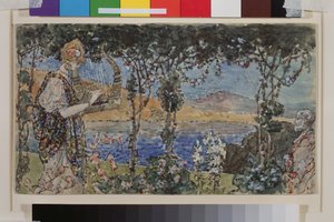 童话。 纳德日达·谢尔盖耶芙娜·普西切娃 (Nadezhda Sergeyevna Psishcheva，1881-1913) 的作品，水彩和水墨纸本 作者 娜杰日达·普西谢娃