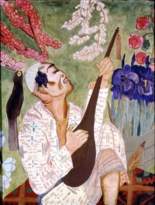 日本人弹琵琶（布面油画 作者 纳德日达（Nadezhda Vladimirovna Lermontova）