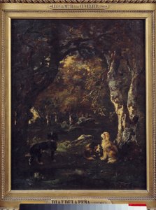 森林中的狗水仙迪亚兹德拉佩纳的画 作者 Narcisse Virgile Diaz de laPeña