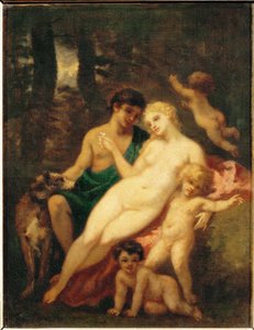 维纳斯与阿多尼斯（布面油画） 作者 Narcisse Virgile Diaz de laPeña