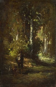 森林内景与猎人 作者 Narcisse Virgilio Diaz de la Peña，亚历山大·加布里埃尔·德坎普斯