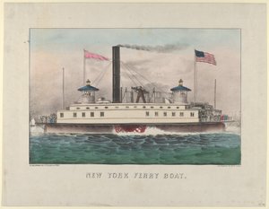 New York Ferry Boat, ca. 1860-65., ca. 1860-65.创作人：Nathaniel Currier, James Merritt Ives, Currier and Ives. 作者 库里尔和艾夫斯