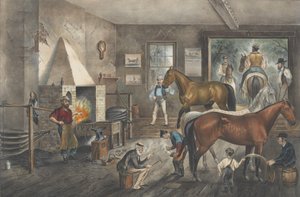 锻造厂的小车裂缝，1869., 1869.创作者：Nathaniel Currier, James Merritt Ives, Currier and Ives. 作者 库里尔和艾夫斯