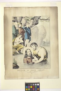 耶稣基督的洗礼（手绘石版画） 作者 纳撒尼尔·卡里尔（Nathaniel Currier）