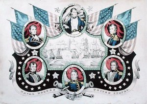 伊利湖战役与美国海军英雄的画像 作者 纳撒尼尔·卡里尔（Nathaniel Currier）