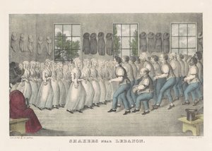 黎巴嫩附近的振动器，1830年（手工彩色石版画） 作者 纳撒尼尔·卡里尔（Nathaniel Currier）