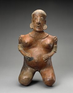 跪着的孕妇，公元前300年-公元300年（带防滑的陶器）