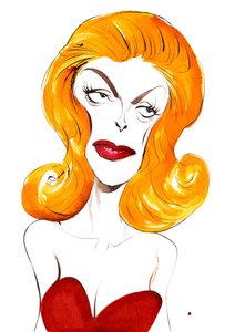 朱莉-伦敦 美国歌手和演员（1926-2000）；彩色漫画，2015年 作者 尼尔·奥斯本