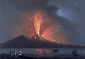 那不勒斯：维苏威火山喷发，1822年10月22日（水粉画）