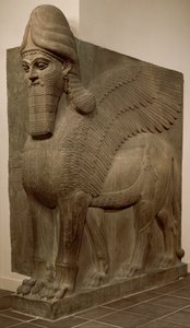 人头翅膀的狮子（lamassu），公元前883-859（石膏雪花石膏）