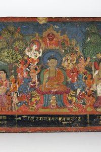 佛教手稿封面的细节（不透明的木板上的wc） 作者 Nepalese School