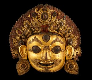 拜拉瓦头像，约16世纪（铜镀金和岩石青铜器彩绘）。 作者 尼泊尔学校