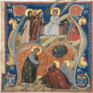 复活节场景的手稿插图，出自意大利的Antiphonary，约132。