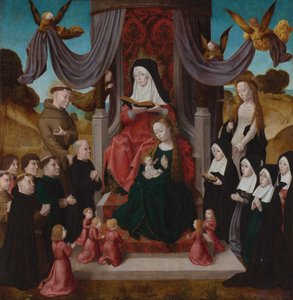 圣母子与圣安妮·安娜·塞尔布德里特（Saint Anne Anna Selbdritt），圣弗朗西斯（Saints Francis），利德维纳（Lidwina）及其捐助者，c。 1490-1