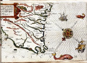 1592 年莱顿 Luca J. Waghenaer tresoor de zeevaert 的葡萄牙语后的菲尼斯特雷角 作者 荷兰语学校