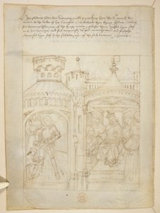 Cotton Julius E. IV, art.6，"Beauchamp Pageants"，约 1483 年（牛皮纸上的墨迹） 作者 荷兰语学校