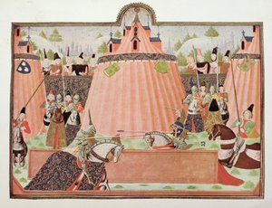 Harl 4379 f.43 在圣英格莱弗特举行的锦标赛，选自布鲁日 "弗罗萨特纪事 作者 荷兰语学校