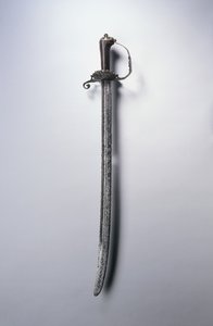 狩猎剑，约1700年（钢，木材和黄铜）