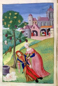 324 f.44 v.Alcithoe，Pyramus和Thisbe，Mulberry树改变颜色，来自Ovid的Metamorphoses，1479