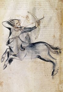 Sloane 3983 f.9v 人马座图；摘自波斯占星学论文《Liber Astrologiae》（牛皮纸）的译文 作者 荷兰语学校