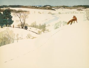雪地里的狐狸》，大卫-梭罗《康科德的人们》的封底纸 作者 纽维尔·康威斯