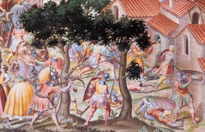 壁画细节在1431年La Higueruela争斗的战斗的霍尔