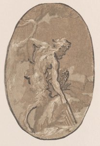 Marsyas从河里抽出Syrinx，约1540-50.，约1540-50.。 作者 尼可罗·维琴蒂诺