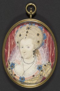 丹麦的安妮（Anne of Denmark），约1600年（牛皮纸上的水粉涂在卡片上） 作者 尼古拉斯（希利雅德的工作室）