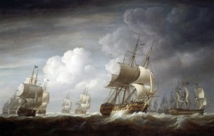 印度船队，东印度贸易公司的英国船只。布面油画 作者 尼古拉斯·波科克（Nicholas Pocock）