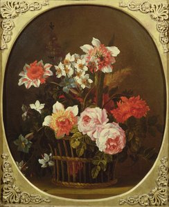 篮子里的鲜花，18世纪 作者 尼古拉斯·里科（Nicholas Ricoeur）