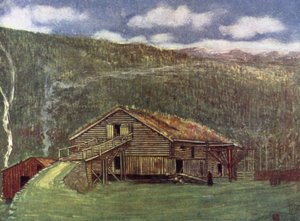 Norway: Farm-house and Mill at Gjora (colour litho)