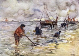 捕虾（彩色石版画） 作者 尼科·容曼