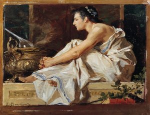 地理学研究，尼科洛·巴拉比诺（Nicolo Barabino，1832-1891 年）画，面板油画