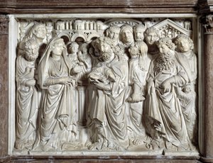 Presentation of Jesus to the Temple (Presentation of Jesus to the Temple) Nicola Pisano (1215/20-1278/84) (大理石讲坛) 1260 Baptistere Saint John of Pisa (Battistero san Giovanni di Pisa) 设计的椅子，意大利 作者 尼古拉·皮萨诺（Nicola Pisano）