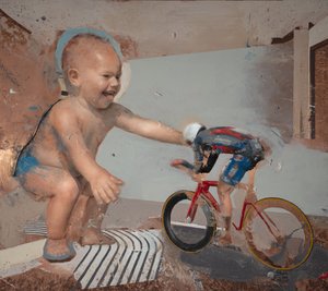 儿童自行车手 II，2023 年（铜板油画） 作者 尼古拉·普奇